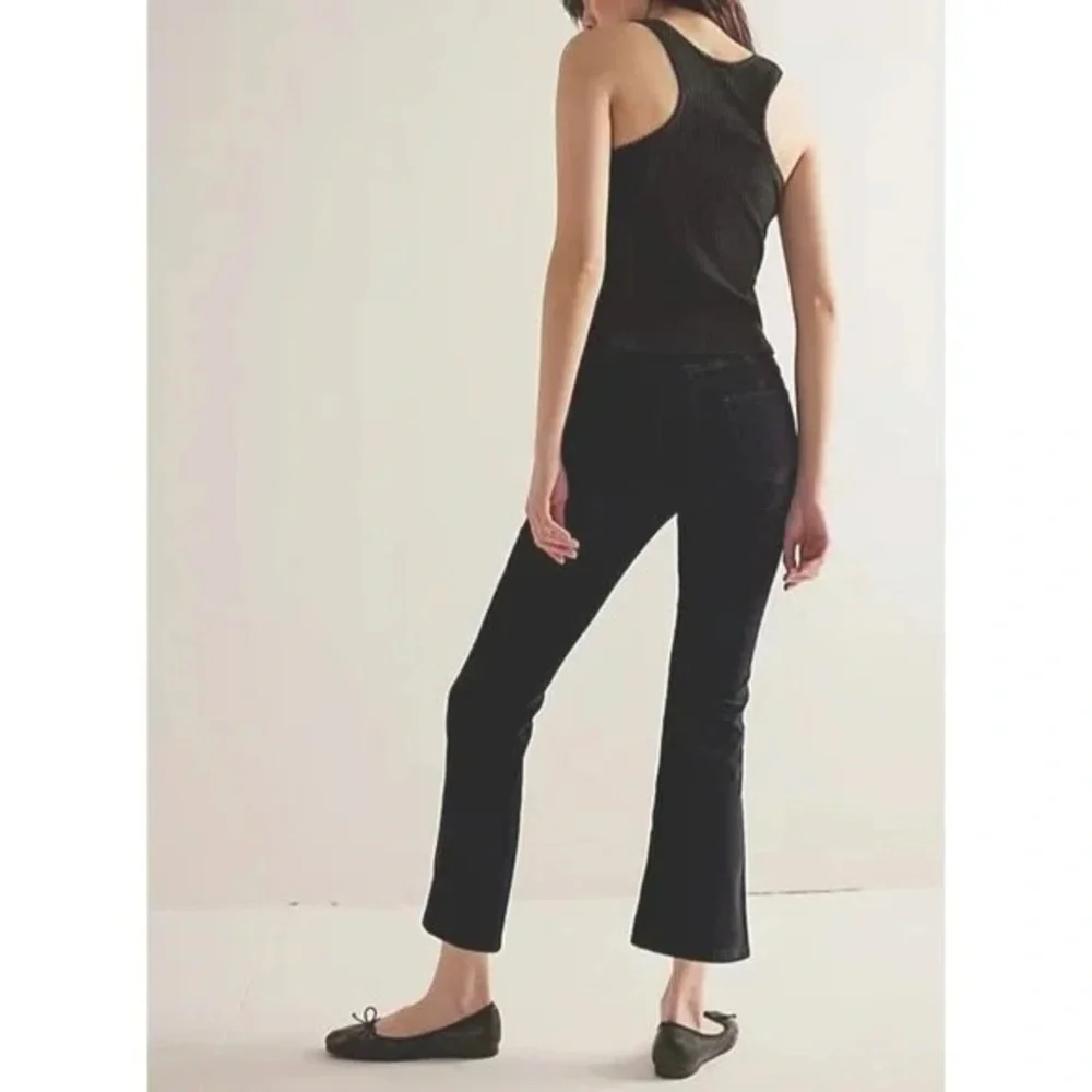 Free People Black In My Feelings Cropped Slim‎ Velvet Flare Pants